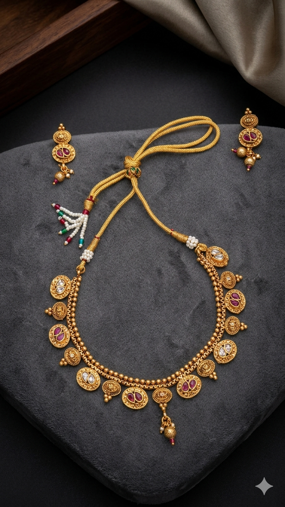 Kasumala Polki Coin Necklace