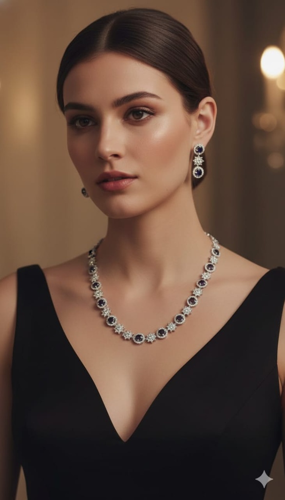 Midnight Star Purple Crystal Necklace Set