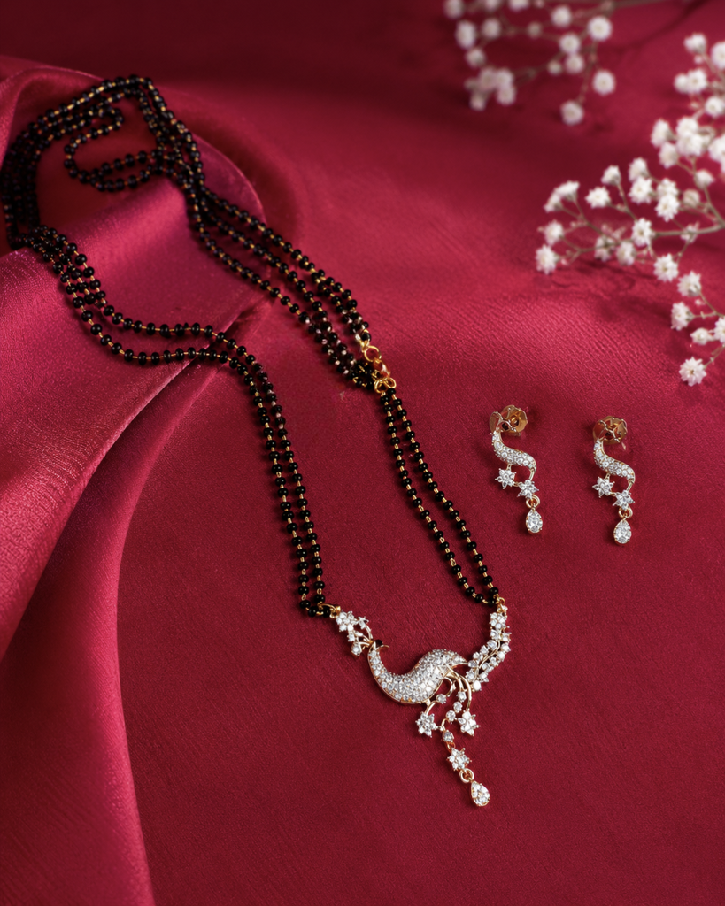 Elegant Peacock Design Pendant & Earring Set