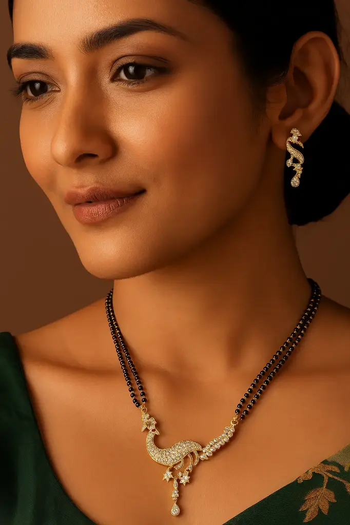 Elegant Peacock Design Pendant & Earring Set