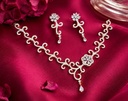 Intricate Gold-Tone Floral Necklace and Earring Set