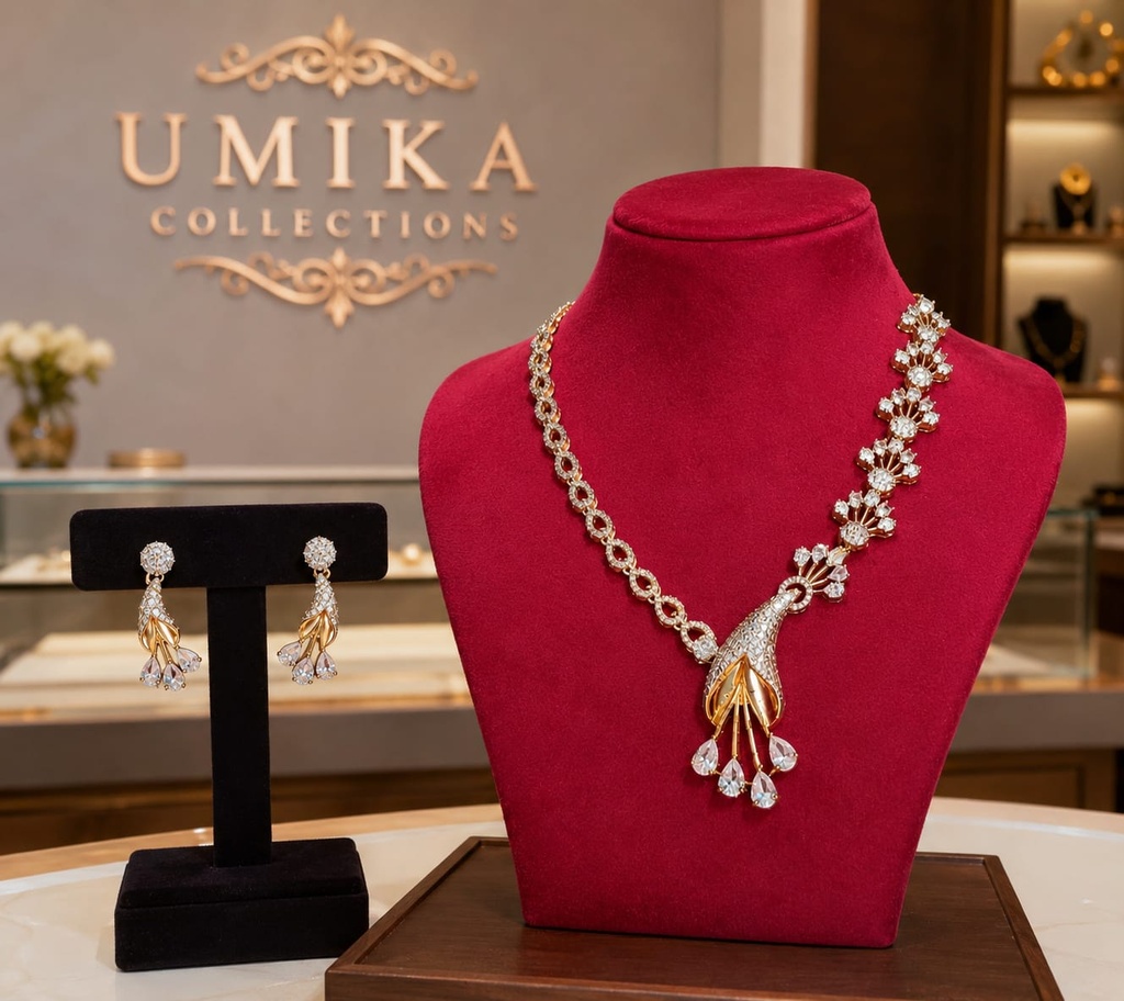 Exquisite Peacock Necklace Set with earrings