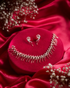 Radiant Peacock Feather Necklace with Earrings